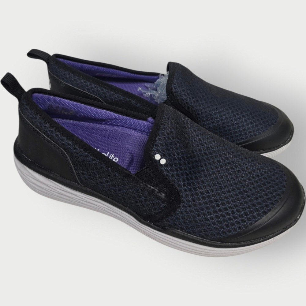 Ryka Ally Slip On Shoes Womens 11M Black Purple Ortholite Memory Foam Sneakers